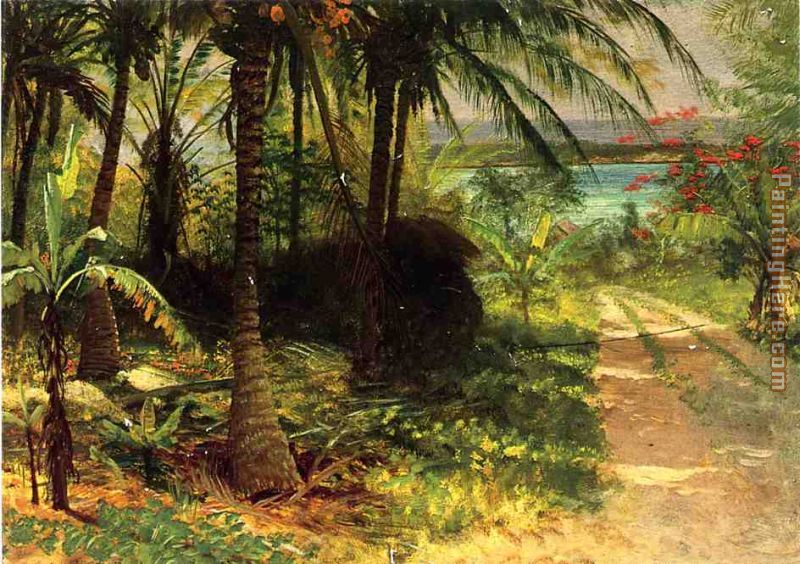 Tropical Landscape painting - Albert Bierstadt Tropical Landscape art painting
